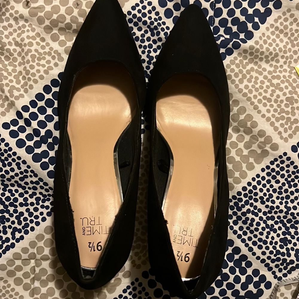 Time and Tru vegan suede high heel